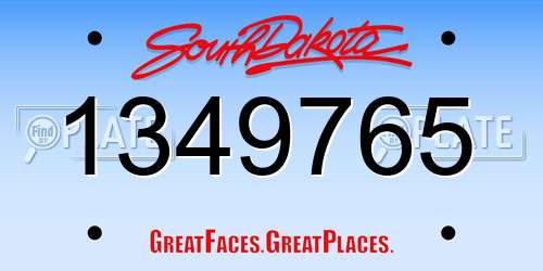 1349765 South Dakota License Plate