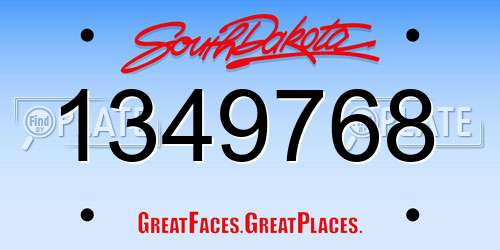 1349768 South Dakota License Plate