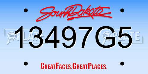 13497G5 South Dakota License Plate