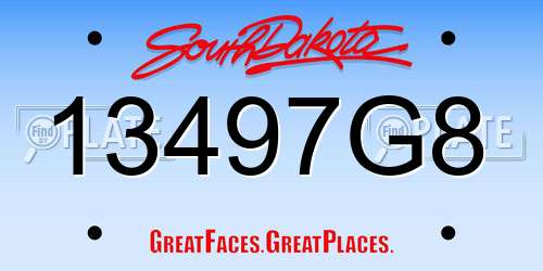 13497G8 South Dakota License Plate