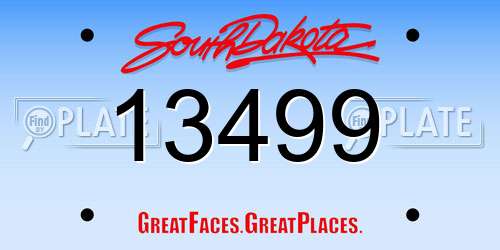 13499 South Dakota License Plate