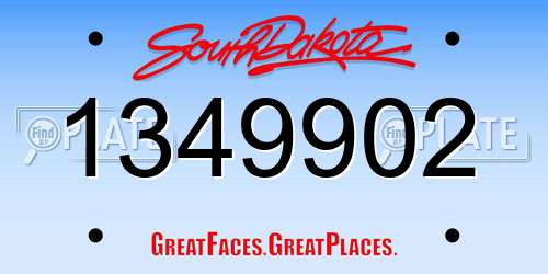 1349902 South Dakota License Plate