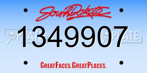 1349907 South Dakota License Plate