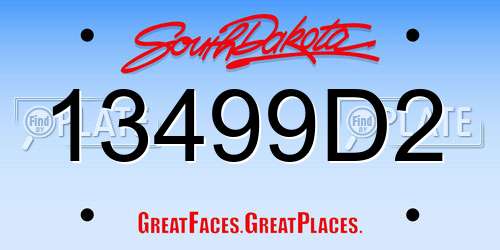 13499D2 South Dakota License Plate