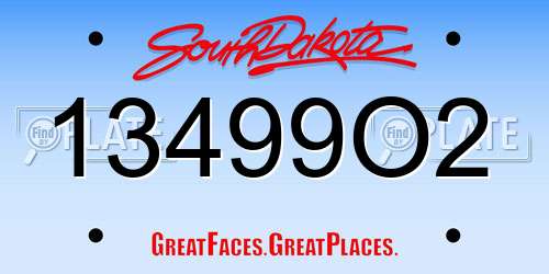 13499O2 South Dakota License Plate