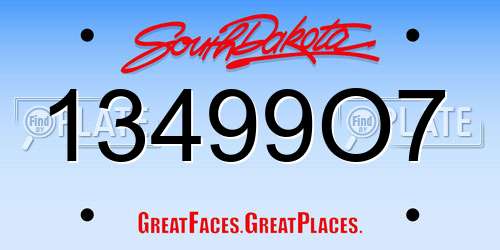 13499O7 South Dakota License Plate