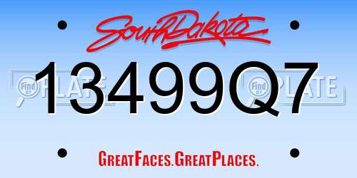 13499Q7 South Dakota License Plate