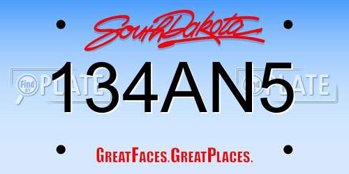 134AN5 South Dakota License Plate