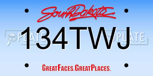 134TWJ South Dakota License Plate