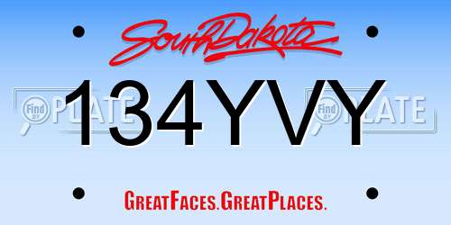 134YVY South Dakota License Plate