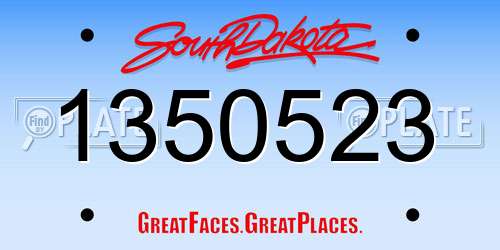 1350523 South Dakota License Plate