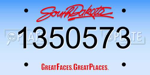 1350573 South Dakota License Plate