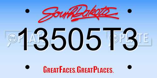 13505T3 South Dakota License Plate