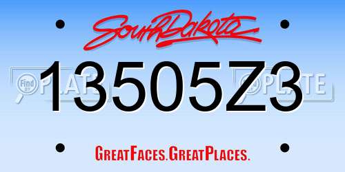 13505Z3 South Dakota License Plate