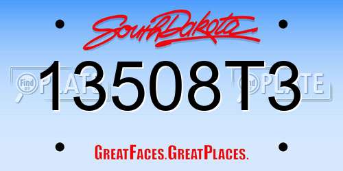 13508T3 South Dakota License Plate