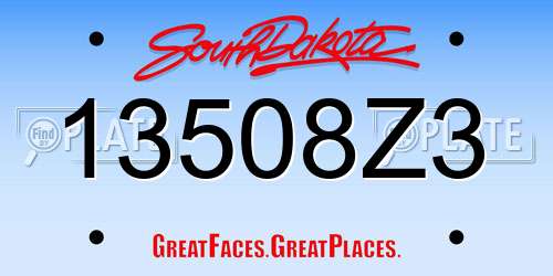 13508Z3 South Dakota License Plate