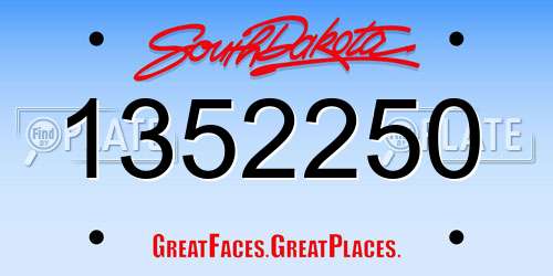1352250 South Dakota License Plate