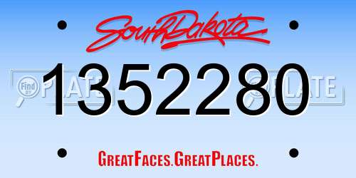 1352280 South Dakota License Plate
