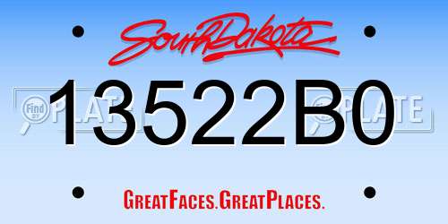 13522B0 South Dakota License Plate