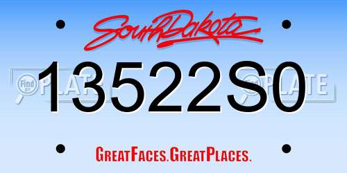 13522S0 South Dakota License Plate