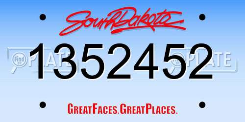 1352452 South Dakota License Plate