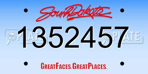 1352457 South Dakota License Plate