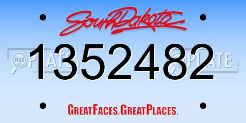 1352482 South Dakota License Plate