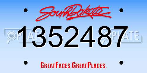 1352487 South Dakota License Plate