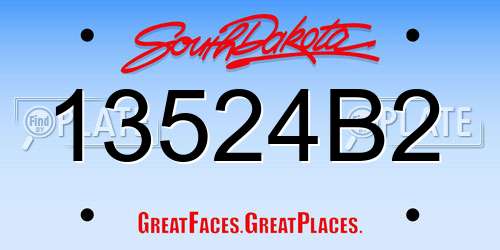 13524B2 South Dakota License Plate