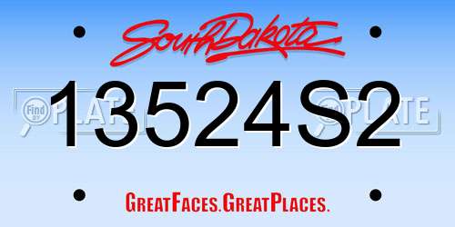 13524S2 South Dakota License Plate