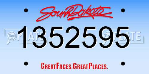 1352595 South Dakota License Plate
