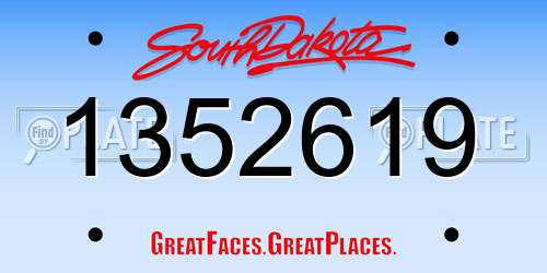 1352619 South Dakota License Plate