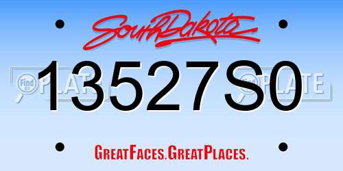13527S0 South Dakota License Plate
