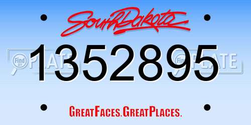 1352895 South Dakota License Plate