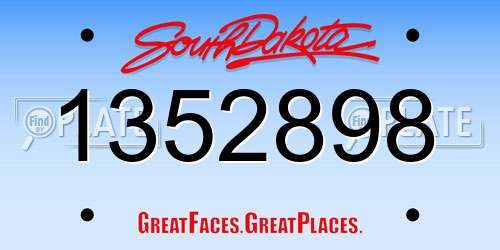 1352898 South Dakota License Plate