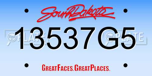 13537G5 South Dakota License Plate