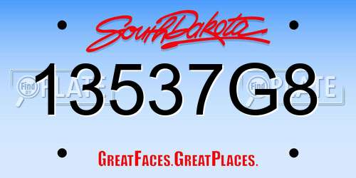 13537G8 South Dakota License Plate