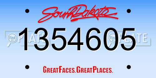 1354605 South Dakota License Plate