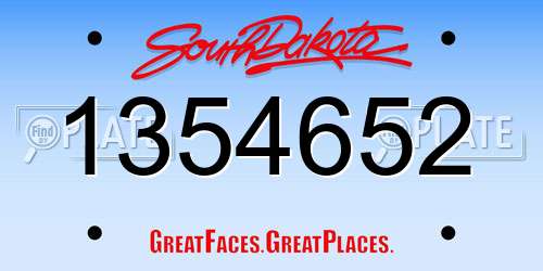 1354652 South Dakota License Plate