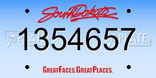 1354657 South Dakota License Plate