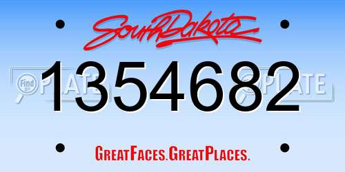 1354682 South Dakota License Plate