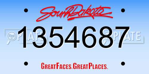 1354687 South Dakota License Plate