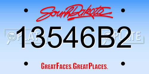 13546B2 South Dakota License Plate