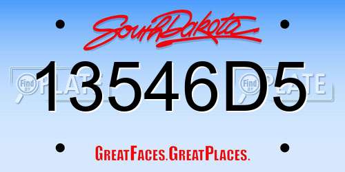 13546D5 South Dakota License Plate