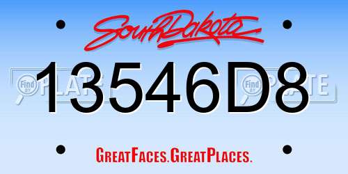 13546D8 South Dakota License Plate