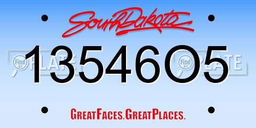 13546O5 South Dakota License Plate