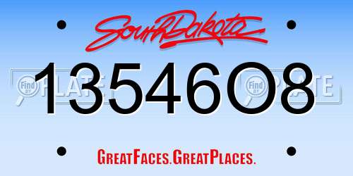 13546O8 South Dakota License Plate