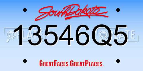 13546Q5 South Dakota License Plate