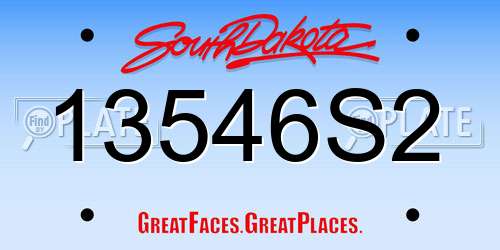 13546S2 South Dakota License Plate