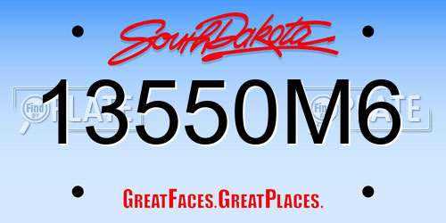 13550M6 South Dakota License Plate